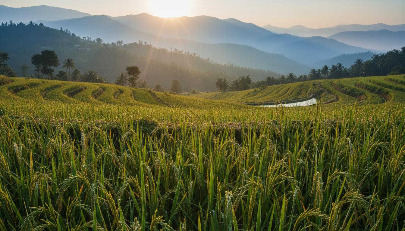 Agricultural field at golden hour