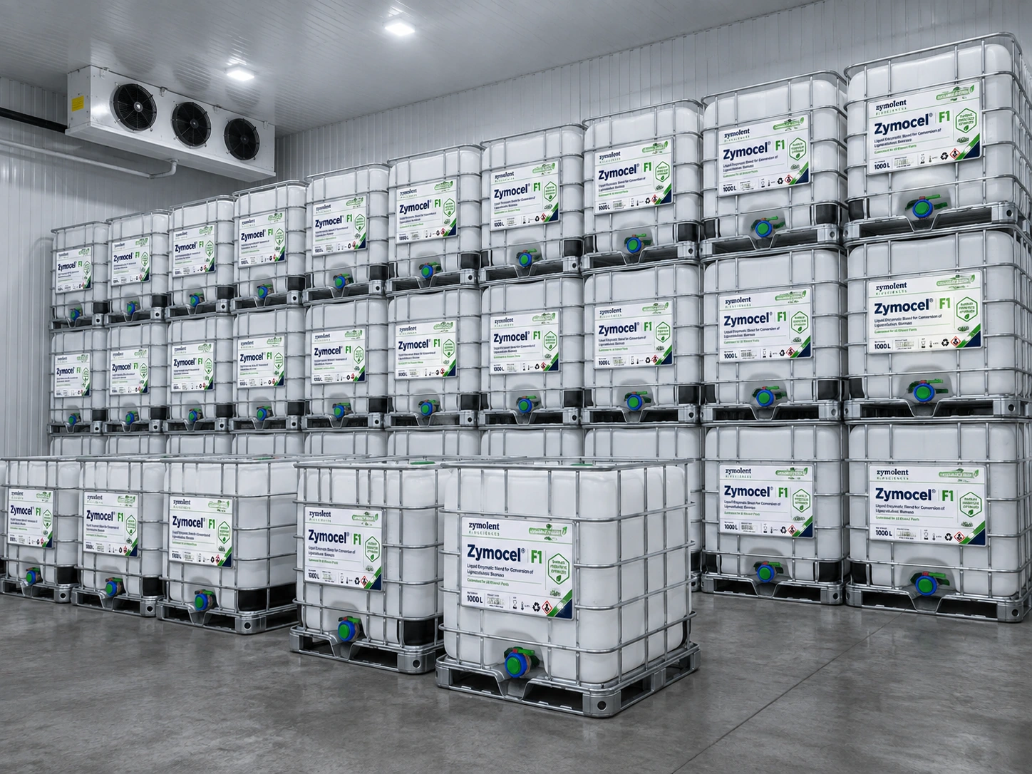 Stacked Zymocel IBC totes